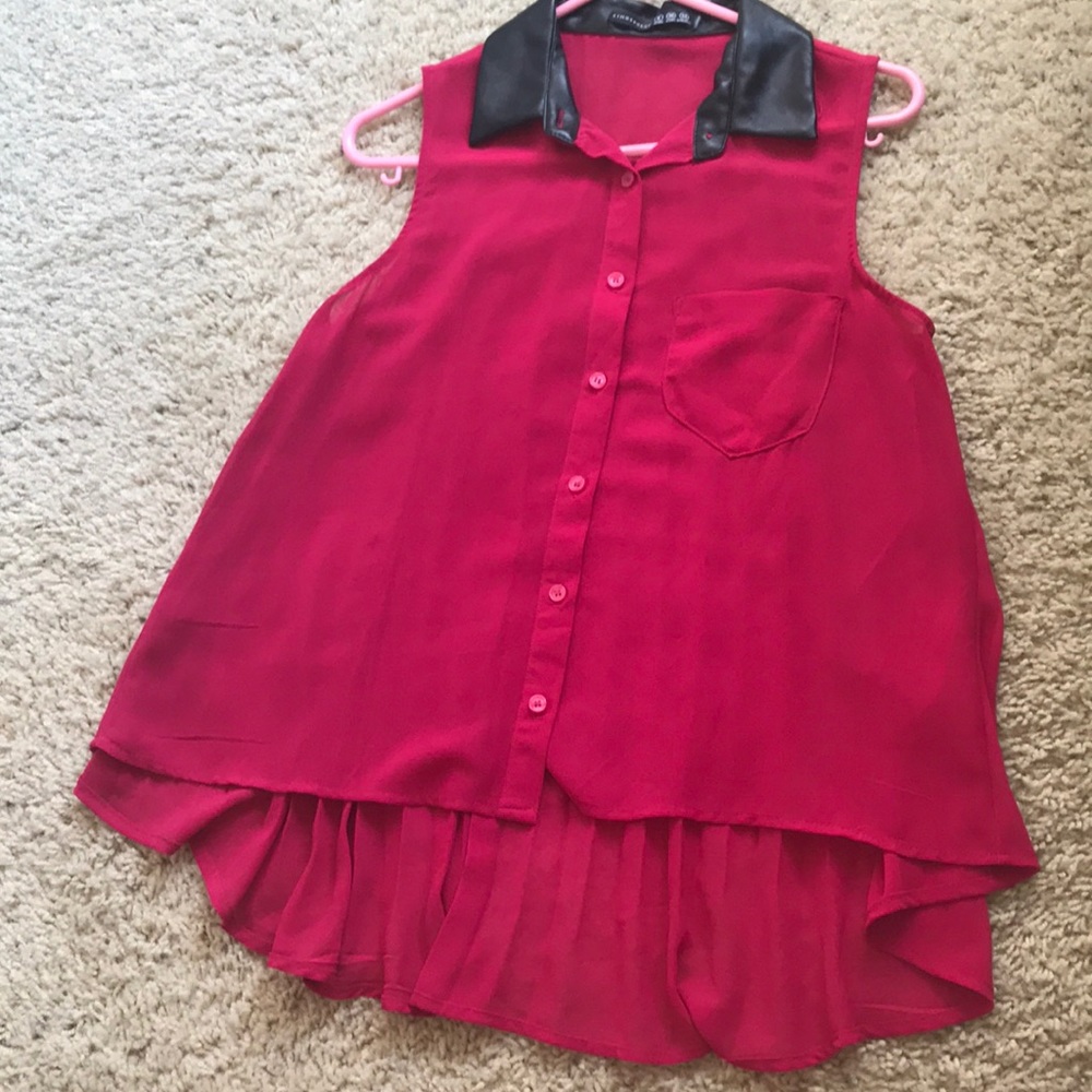 Hot pink high low blouse